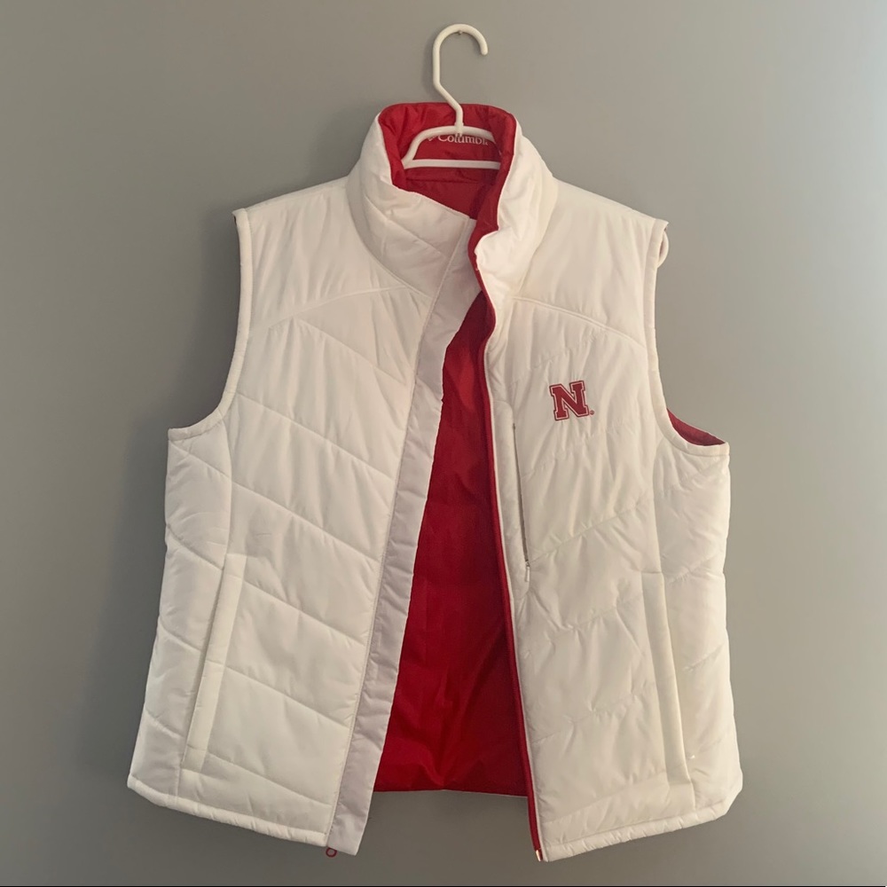 Reversible Red & White Columbia Husker Vest